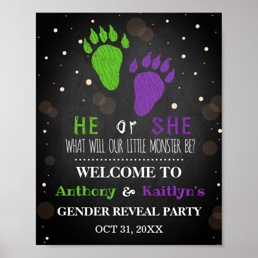 Little Monster Halloween Gender Release Party Poster (Voorkant)