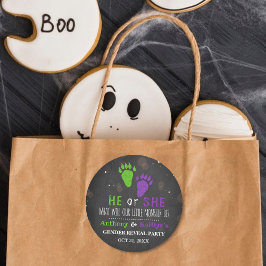 Little Monster Halloween Gender Release Party Ronde Sticker