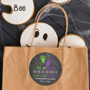 Little Monster Halloween Gender Release Party Ronde Sticker