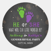 Little Monster Halloween Gender Release Party Ronde Sticker (Voorkant)