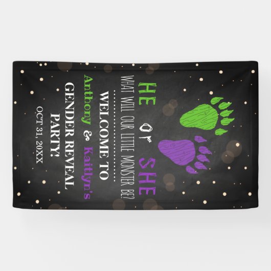 Little Monster Halloween Gender Release Party Spandoek (Horizontaal)