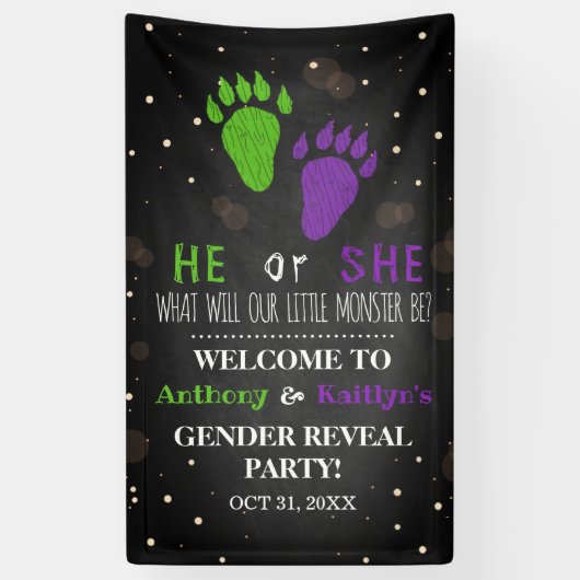 Little Monster Halloween Gender Release Party Spandoek (Verticaal)