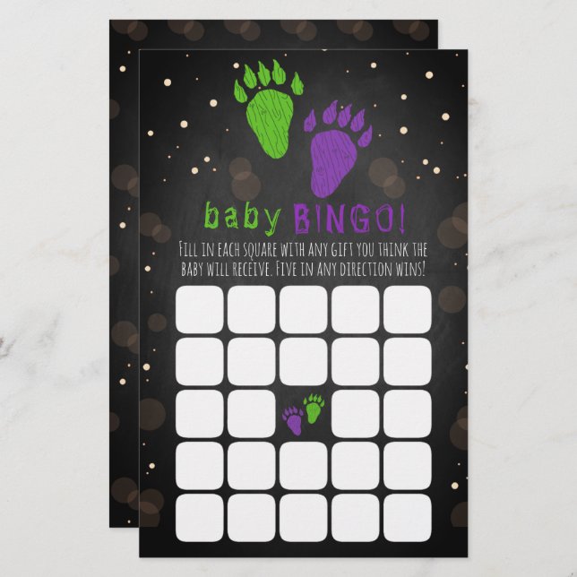 Little Monster Halloween Gender Reveal Party Bingo (Voorkant / Achterkant)