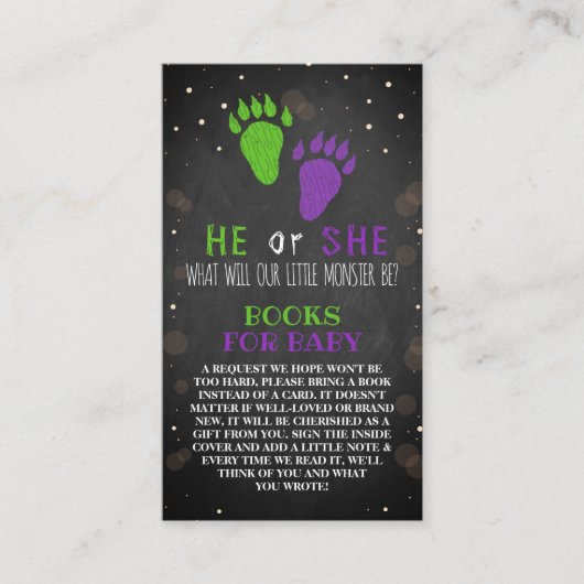 Little Monster Halloween Gender Reveal Party Boek Informatiekaartje (Voorkant)