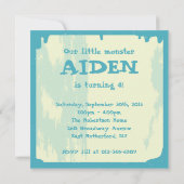 Little Monster Invitation - BLUE Kaart (Achterkant)