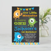 Little Monster Invitation, Chalkboard Kaart (Staand voorkant)