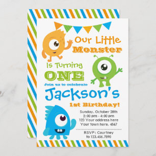 Little Monster Invitation, eerste verjaardagsfeest Kaart