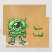 Little Monster Invitation Kaart (Voorkant / Achterkant)