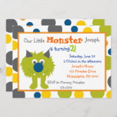 Little Monster Invitation Kaart (Voorkant / Achterkant)