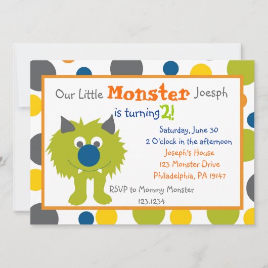 Little Monster Invitation Kaart (Voorkant)