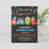 Little Monster Kids Birthday Party Kaart (Staand voorkant)
