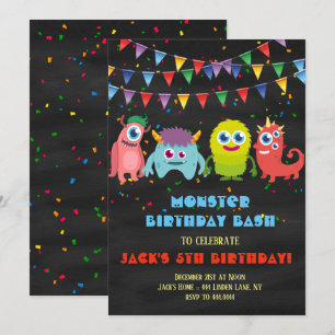Little Monster Kids Birthday Party Kaart