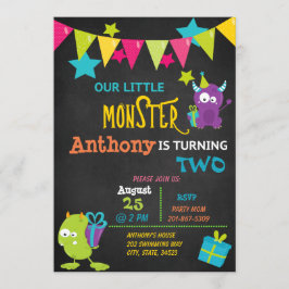 Little Monster krijgt twee verjaardagsuitnodiginge Kaart