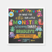 Little Monster Krijtbord 3e Verjaardagsfeest Servet (Voorkant)