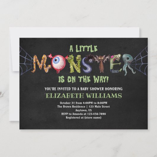 Little Monster Letters Halloween Baby shower Kaart (Voorkant)