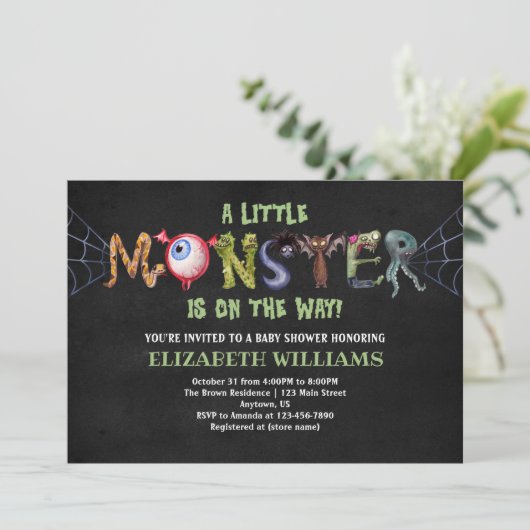 Little Monster Letters Halloween Baby shower Kaart (Staand voorkant)