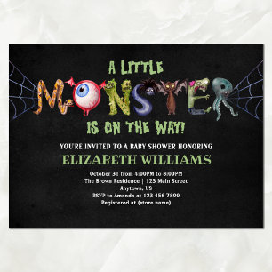 Little Monster Letters Halloween Baby shower Kaart