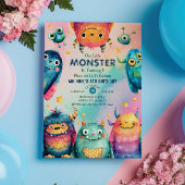 Little Monster Mash Kleurrijke Kids Verjaardagsfee Kaart