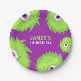 Little Monster Paars en Green Papieren Bordje