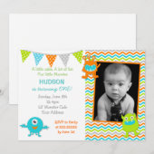 Little Monster Photo Birthday Invitations Kaart (Voorkant / Achterkant)