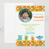 Little Monster Photo Birthday Party Invitations Kaart (Voorkant / Achterkant)