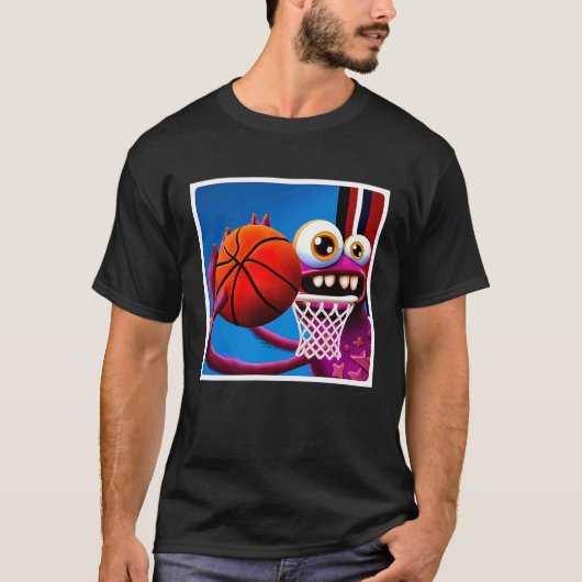 Little Monster Playing Basketball T-shirt (Voorkant)