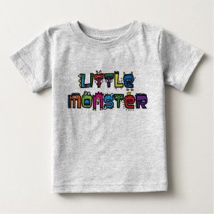 Little Monster - Text Doodles (Bright) Baby T-Shir