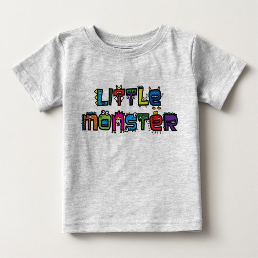 Little Monster - Text Doodles (Bright) Baby T-Shir (Voorkant)