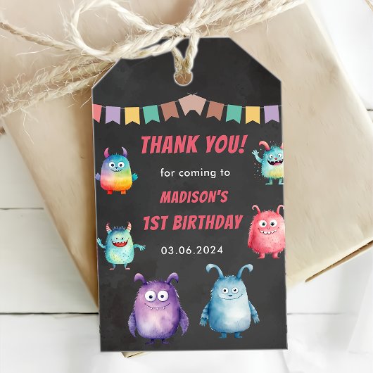 Little Monster Thema Verjaardagsfeestje Cadeau Lab Cadeaulabel