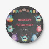 Little Monster thema verjaardagsfeestje Papieren Bordje (Voorkant)