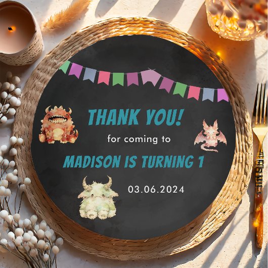 Little Monster thema verjaardagsfeestje Papieren Bordje