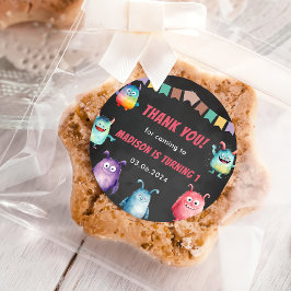 Little Monster thema verjaardagsfeestje Ronde Sticker