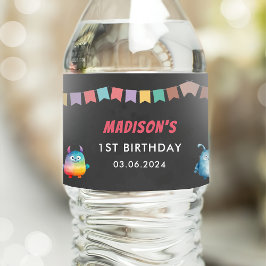 Little Monster thema verjaardagsfeestje Waterfles Etiket