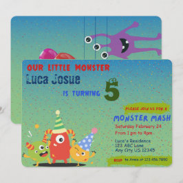 Little Monster thema verjaardagsuitnodiging Kaart