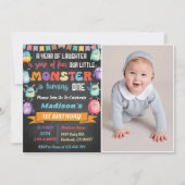 Little Monster Theme 1st Birthday Party Foto Kaart (Voorkant)