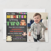 Little Monster Theme 2nd Birthday Party Foto Kaart (Voorkant)