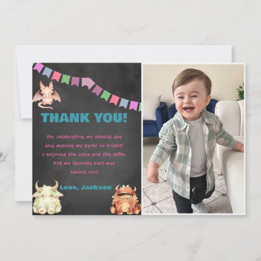 Little Monster Theme Verjaardag Bedankt Card Kaart (Voorkant)