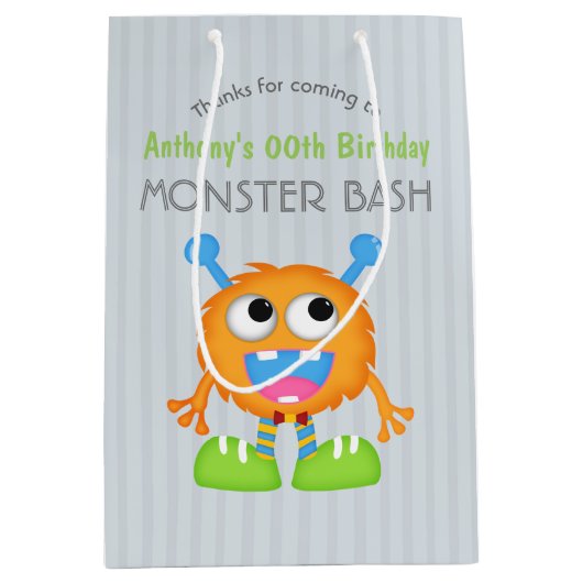 Little Monster themed Birthday Party Guest Favor Medium Cadeauzakje (Voorkant)