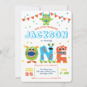 Little Monster themed boy 1e verjaardag Kaart (Voorkant)