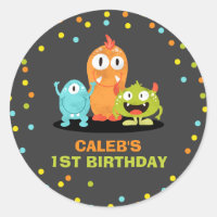 Little Monster Topper Envelope Seal Boy Birthday