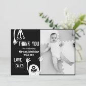 Little Monster Verjaardag Dank je wel Card Bedankkaart (Staand voorkant)