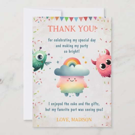 Little Monster Verjaardag Foto Dank je wel Card Kaart (Voorkant)