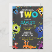 Little Monster Verjaardag Party Chalk 2e Verjaarda Kaart (Voorkant)