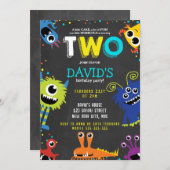 Little Monster Verjaardag Party Chalk 2e Verjaarda Kaart (Voorkant / Achterkant)