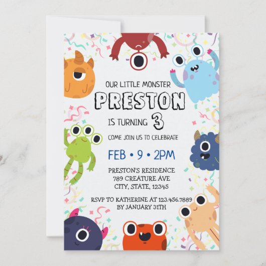 Little Monster Verjaardagsfeest voor alle leeftijd Kaart (Voorkant)