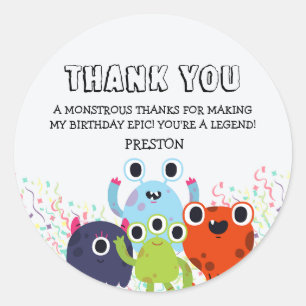 Little Monster Verjaardagsfeest voor alle leeftijd Ronde Sticker