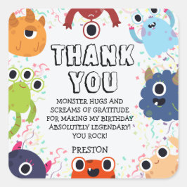 Little Monster Verjaardagsfeest voor alle leeftijd Vierkante Sticker