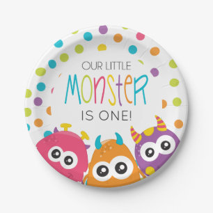 Little Monster verjaardagsfeestje papier borden Papieren Bordje
