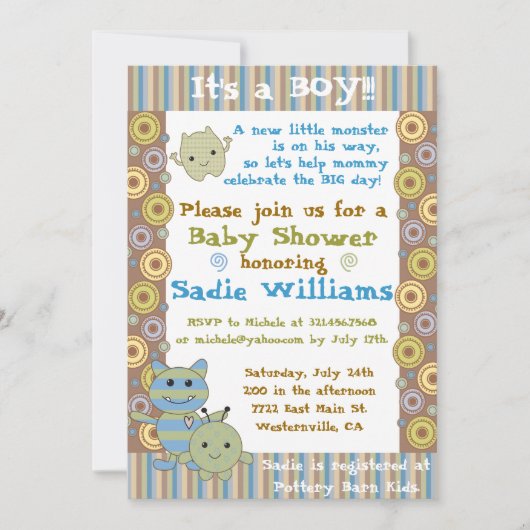 Little Monsters Baby shower Invitation Kaart (Voorkant)