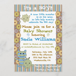 Little Monsters Baby shower Invitation Kaart